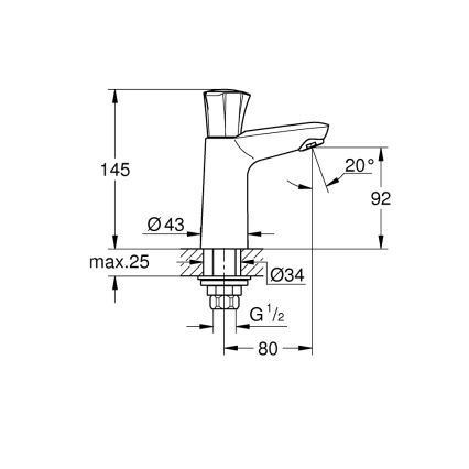 GROHE 20186001 - COSTA L DN 15 Deck-mounted valve, Polished chrome