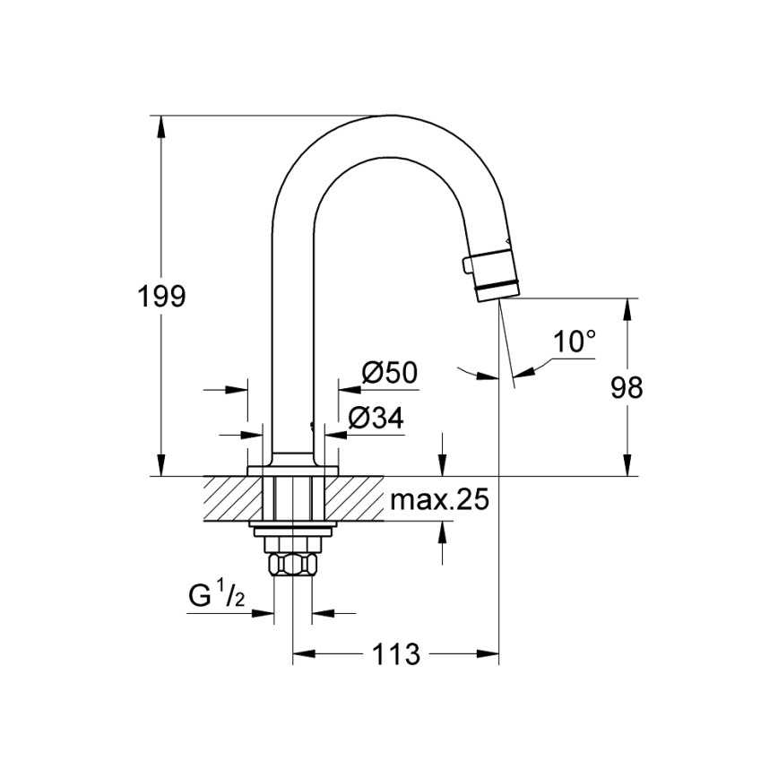 GROHE 20201000 - UNIVERSAL Deck-mounted Valve 113 mm, Polished Chrome