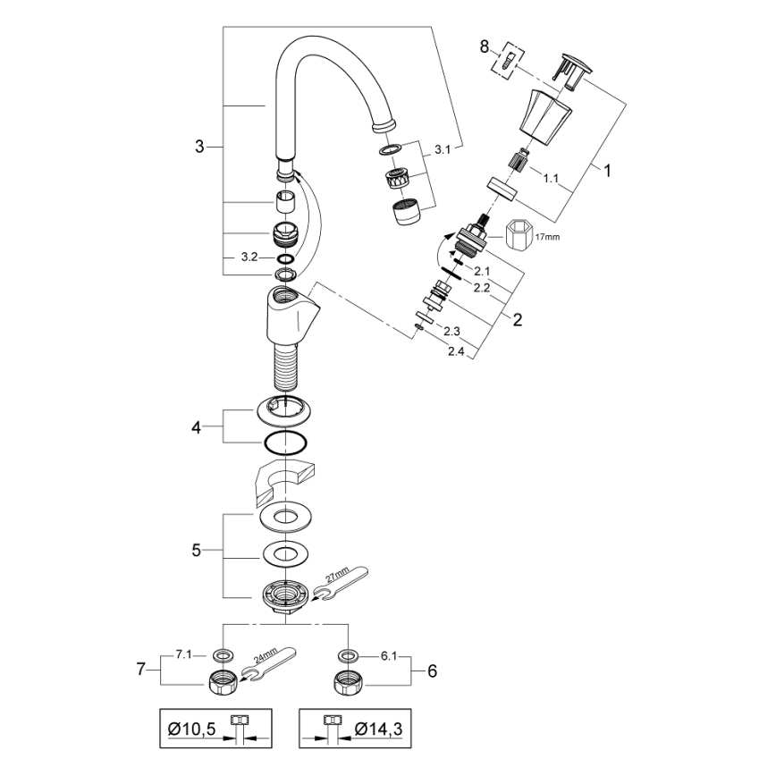 GROHE 20393001 - COSTA L Deck-mounted valve DN 15, Polished chrome