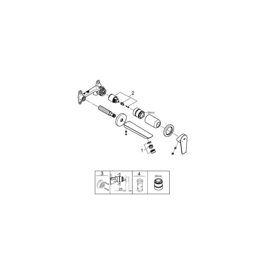 GROHE 20474001 - 2-hole basin mixer, 177 mm, polished chrome