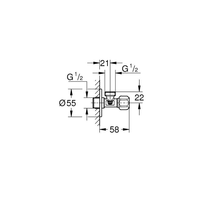 GROHE 22025000 - UNIVERSAL Angle Valve DN 15, Polished Chrome