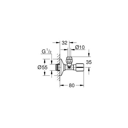 GROHE 22039000 - UNIVERSAL Angle Valve DN 15, Polished Chrome