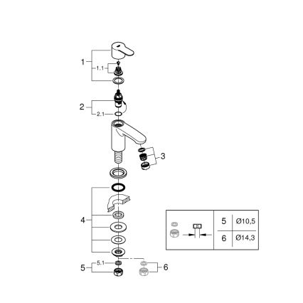 GROHE 23039002 - EUROSTYLE COSMOPOLITAN Single-lever basin mixer, XS, Chrome