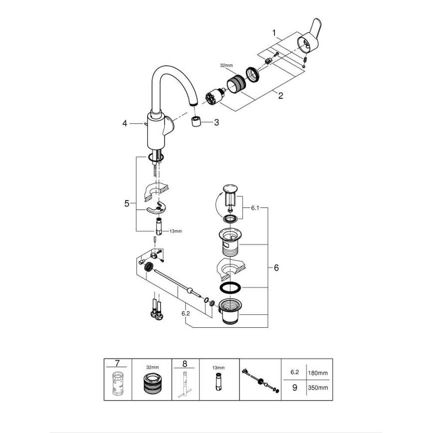 GROHE 23043003 - EUROSTYLE COSMOPOLITAN Washbasin Mixer, Size L, Chrome