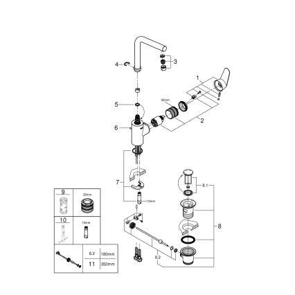 GROHE 23054003 - Washbasin mixer EURODISC COSMOPOLITAN size L chrome