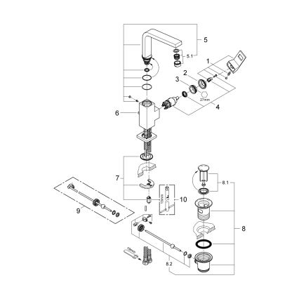GROHE 23135AL0 - EUROCUBE Basin Mixer Size L, Graphite