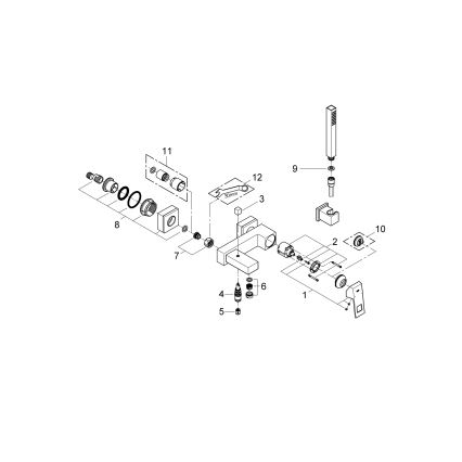 GROHE 23141000 - EUROCUBE DN 15 Bath Mixer Set, Polished Chrome