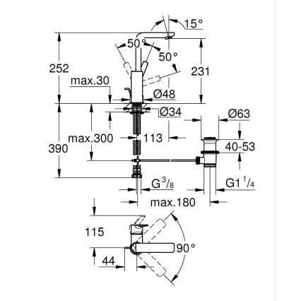 GROHE 23296001 - LINEARE Basin Mixer Size L, Polished Chrome