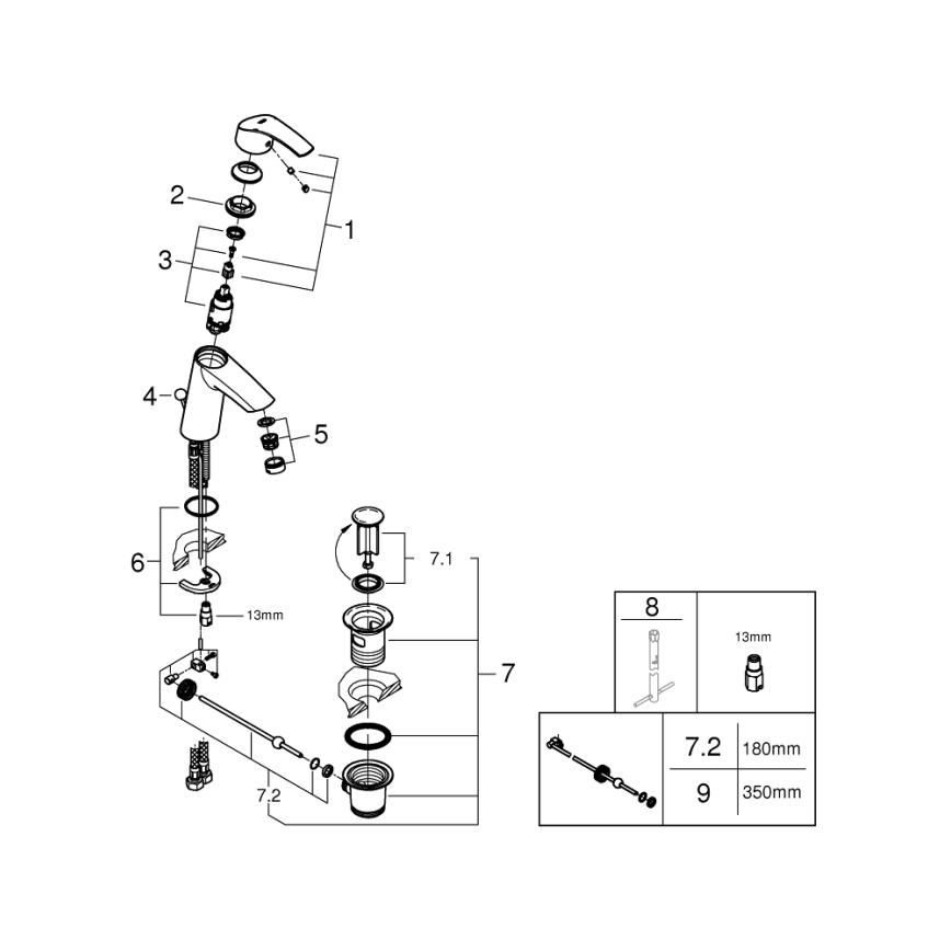 GROHE 23322001 - EUROSMART Basin Mixer DN 15, Polished Chrome