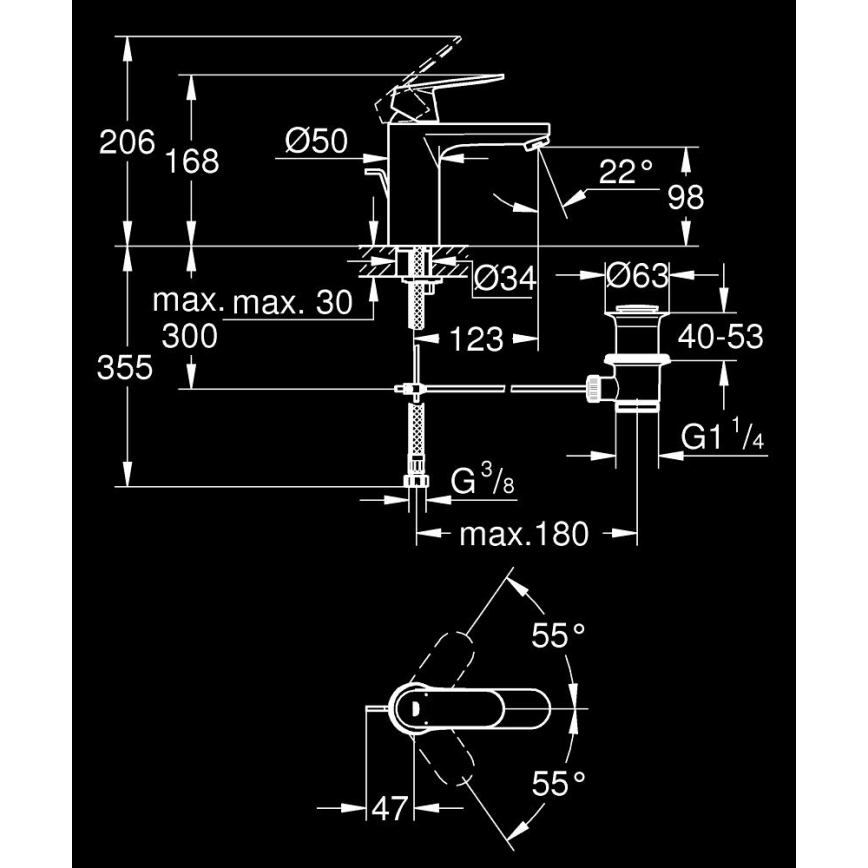 GROHE 23325000 - EUROSMART COSMOPOLITAN Basin Mixer Size M Chrome
