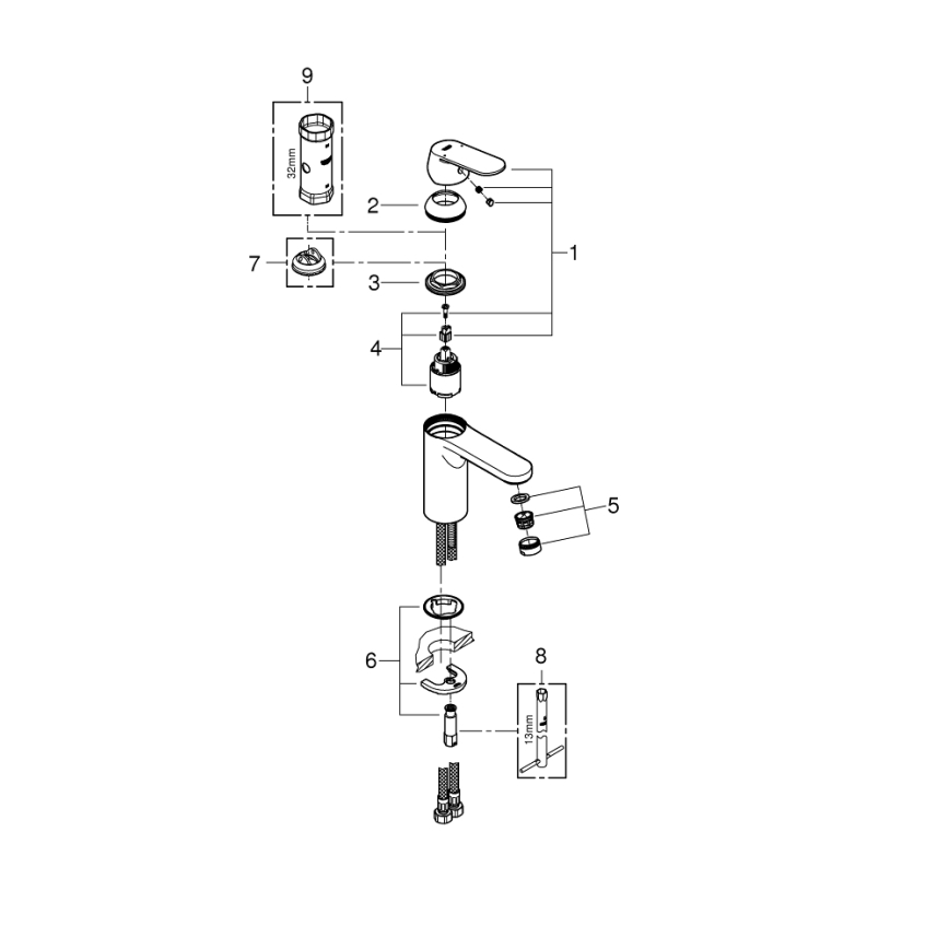 GROHE 23327000 - Basin mixer EUROSMART COSMOPOLITAN DN 15, size M, chrome