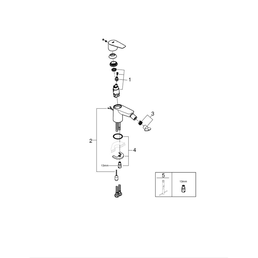 GROHE 23332001 - BAUEDGE Bidet Mixer Size S, Polished Chrome