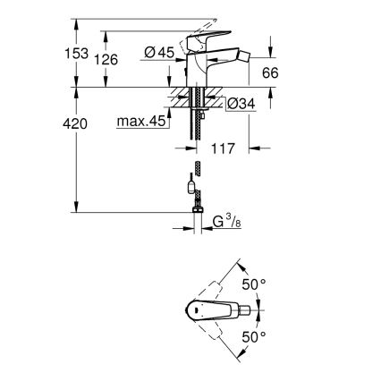 GROHE 23332001 - BAUEDGE Bidet Mixer Size S, Polished Chrome