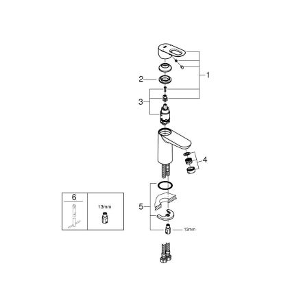 GROHE 23337000 - BAULOOP DN 15 Basin Mixer, Polished Chrome