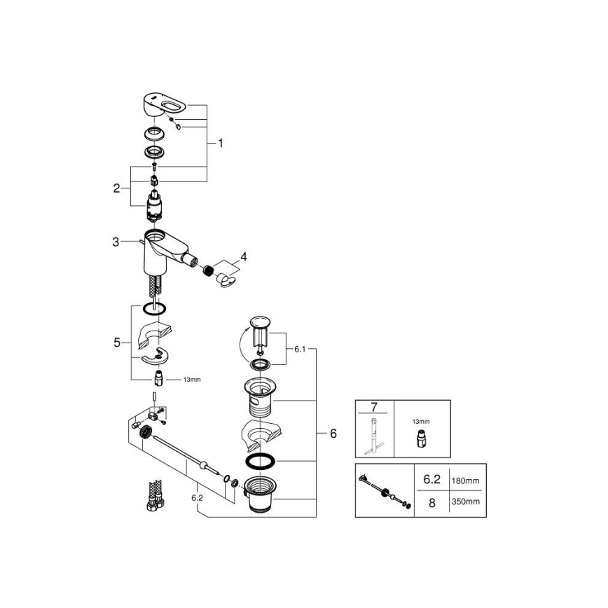 GROHE 23338000 - BAULOOP Bidet Mixer, Polished Chrome