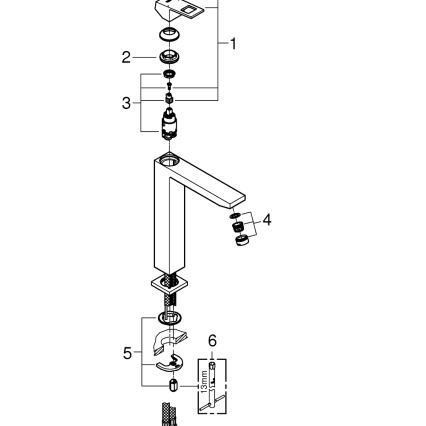 GROHE 23406AL0 - EUROCUBE XL Basin Mixer, Graphite