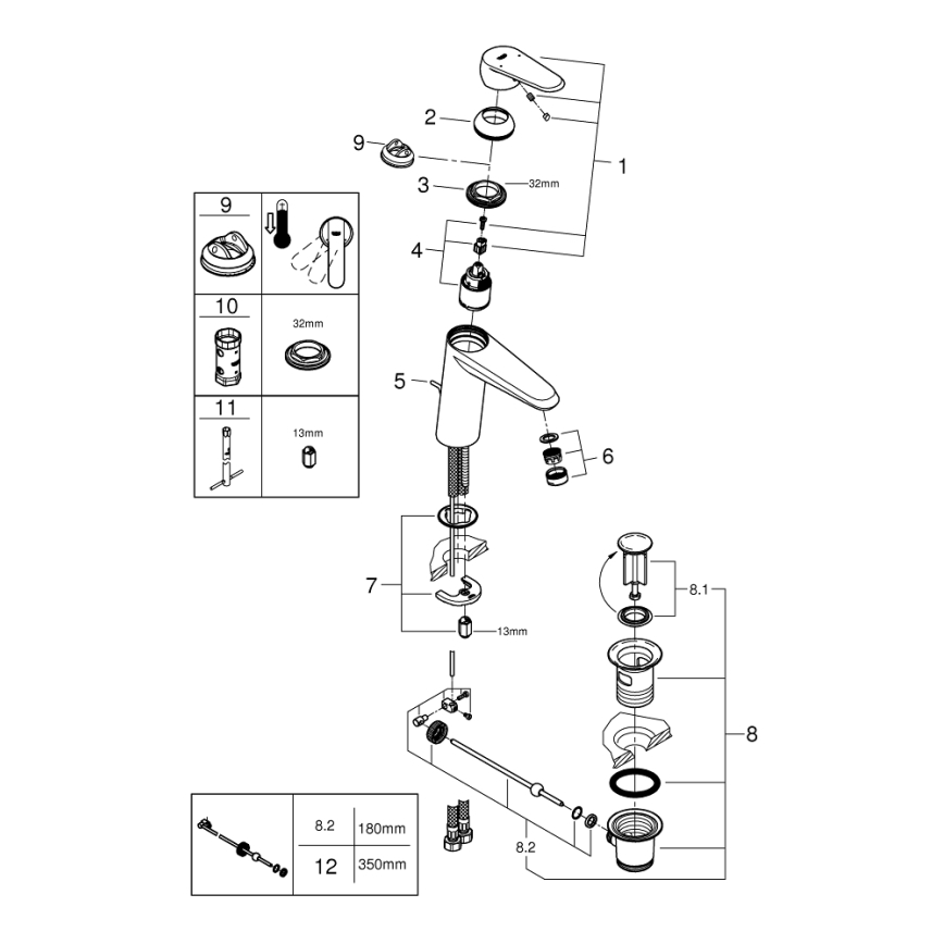 GROHE 23448002 - EURODISC COSMOPOLITAN Washbasin Mixer Size M, Chrome