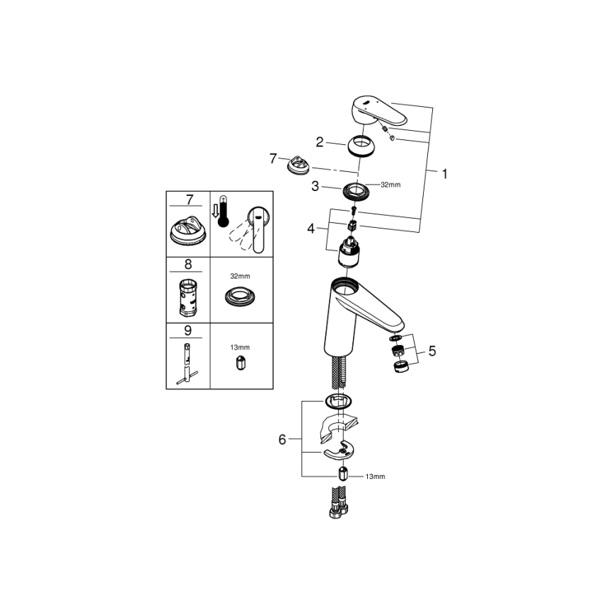 GROHE 23449002 - EURODISC COSMOPOLITAN Basin Mixer Size M, Chrome