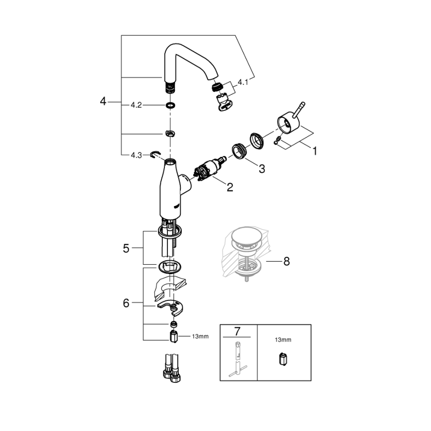 GROHE 23541001 - ESSENCE Basin Mixer DN 15, Polished Chrome