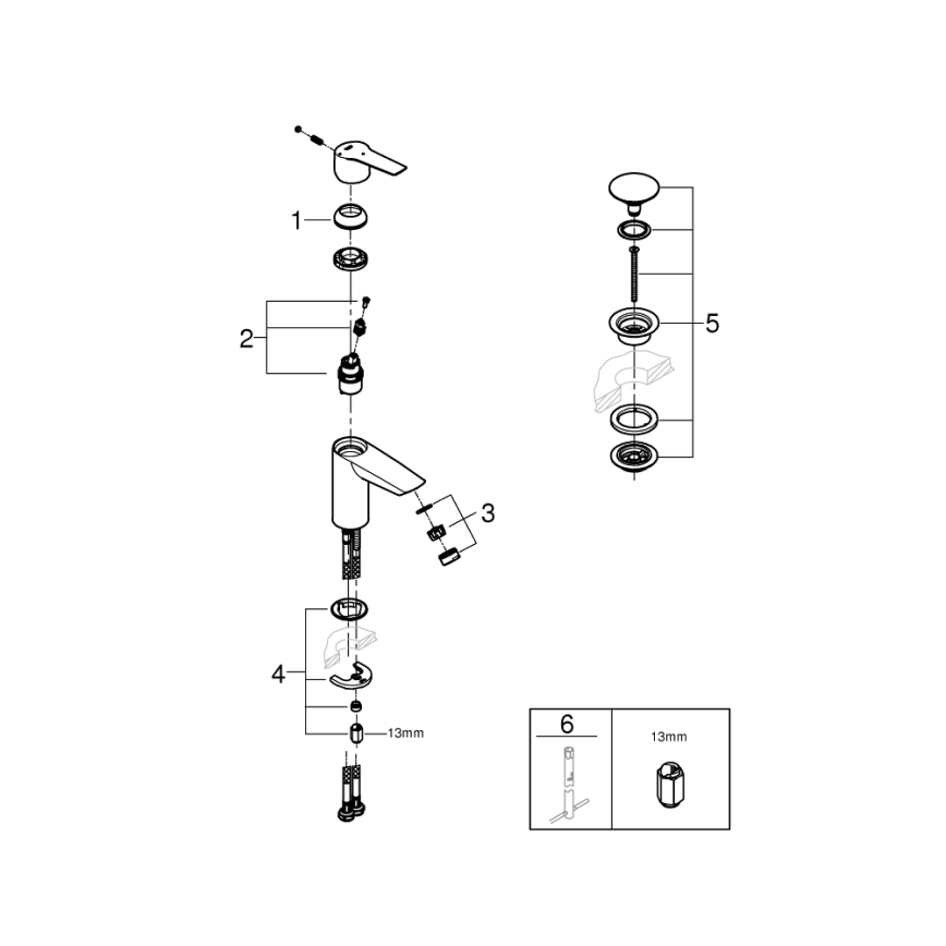 GROHE 23551002 - START Basin Mixer Size S, Polished Chrome