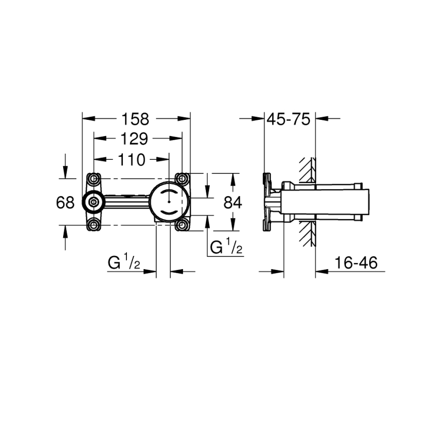 GROHE 23571000 - Concealed in-wall body for mixer tap