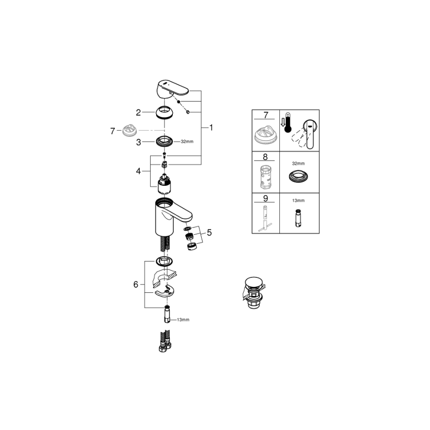 GROHE 23586000 - GET Basin Mixer Size S, Polished Chrome