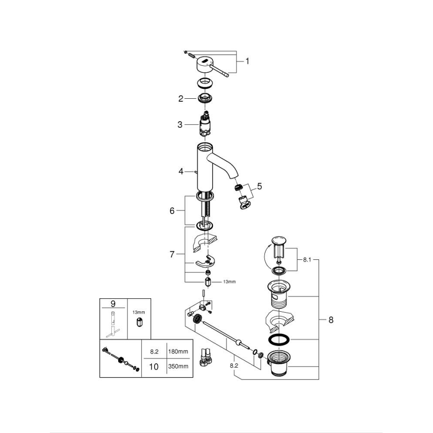 GROHE 23589AL1 - ESSENCE Washbasin Mixer, Size S, Graphite