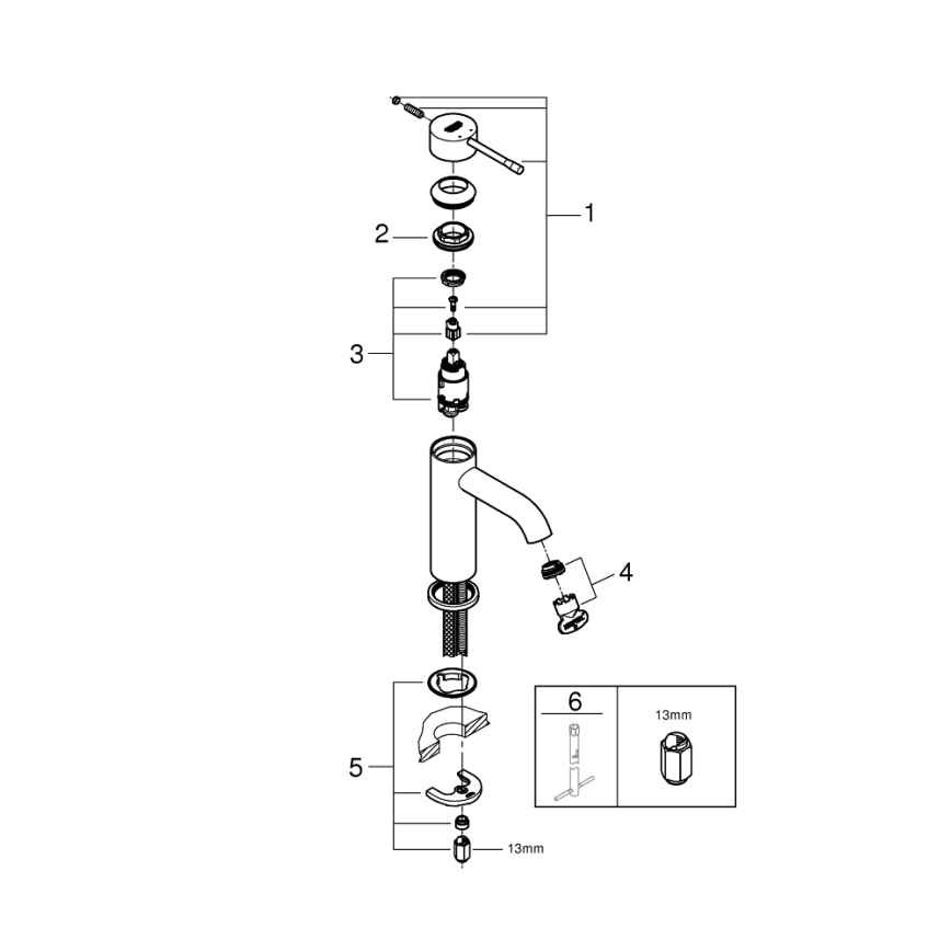GROHE 23590AL1 - ESSENCE Basin Mixer Size S, Graphite