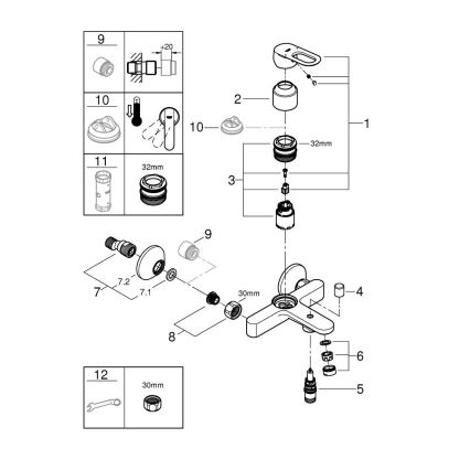 GROHE 23603000 - BAULOOP DN 15 Bath Mixer, Polished Chrome