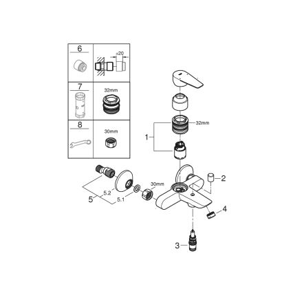 GROHE 23605001 - BAUEDGE Bath Mixer 150±15 mm Polished Chrome