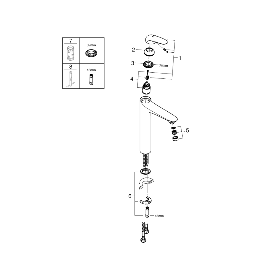 GROHE 23719003 - EUROSTYLE XL Basin Mixer, Polished Chrome