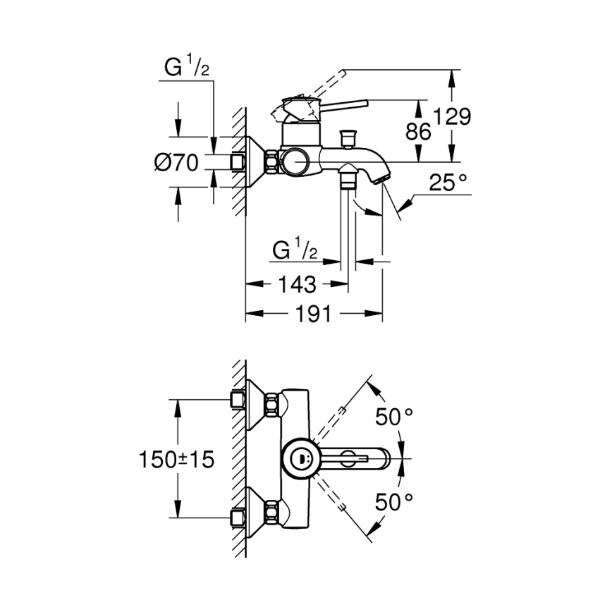 GROHE 23787000 - START CLASSIC Bath Mixer DN 15, Polished Chrome