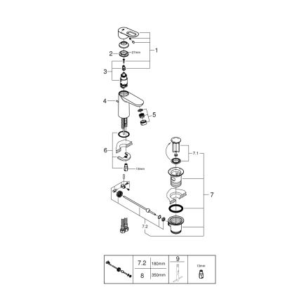 GROHE 23803000 - EUROSMART basin mixer, polished chrome