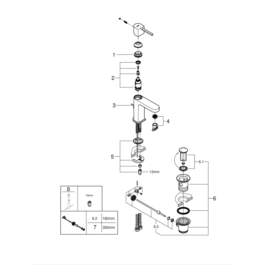 GROHE 23870003 - PLUS Basin Mixer, Size S, Polished Chrome