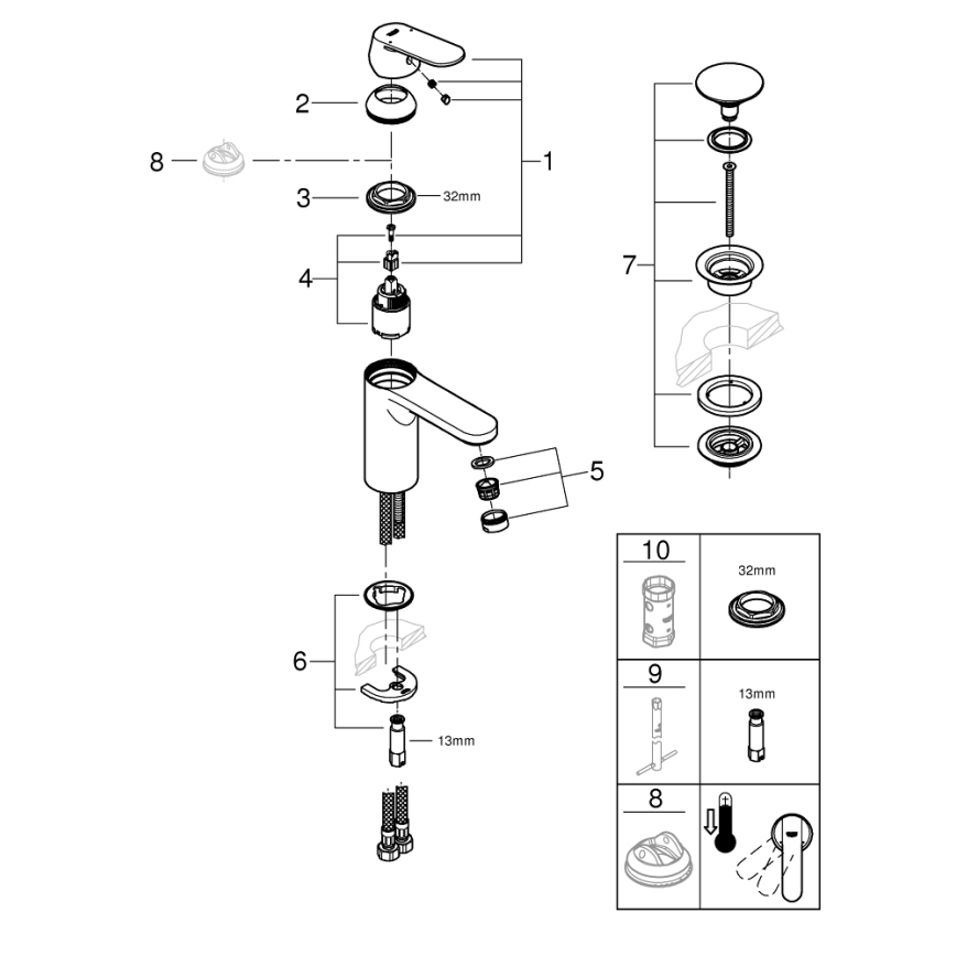 GROHE 23926000 - Basin mixer DN 15, size M, polished chrome