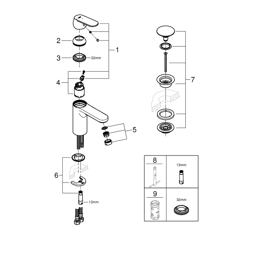 GROHE 23928000 - Washbasin mixer DN 15, size M, polished chrome