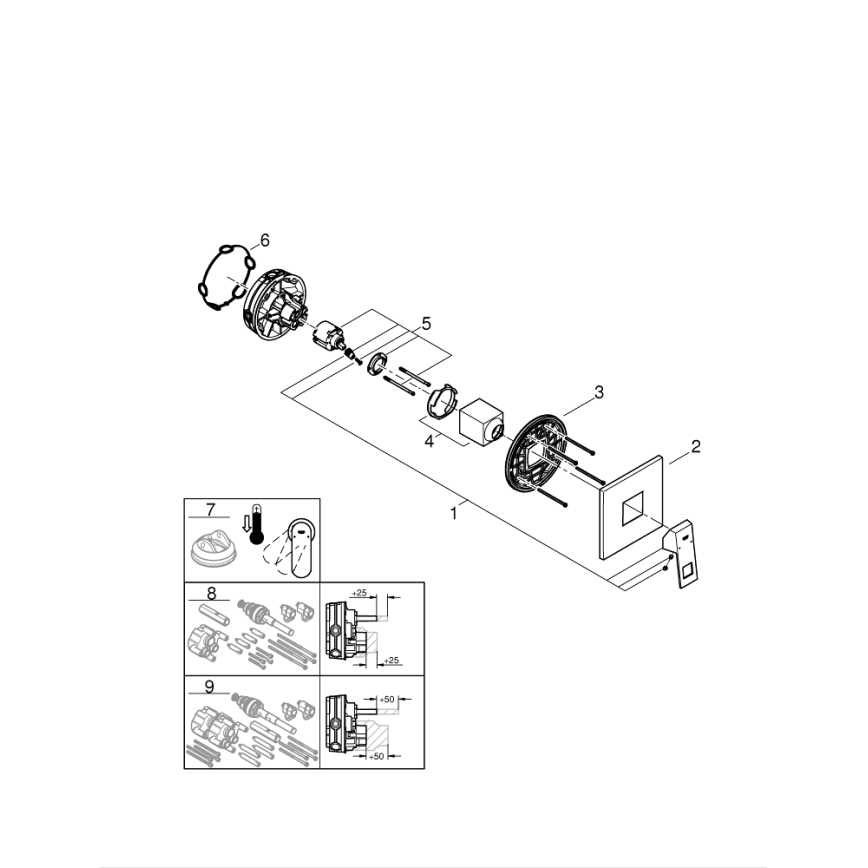 GROHE 24061000 - EUROCUBE Shower Mixer, Polished Chrome