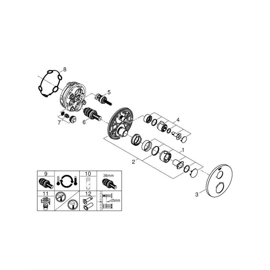 GROHE 24075000 - GROHTHERM Thermostatic Mixer, Polished Chrome