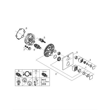 GROHE 24154000 - GROHTHERM CUBE Thermostatic mixer, polished chrome