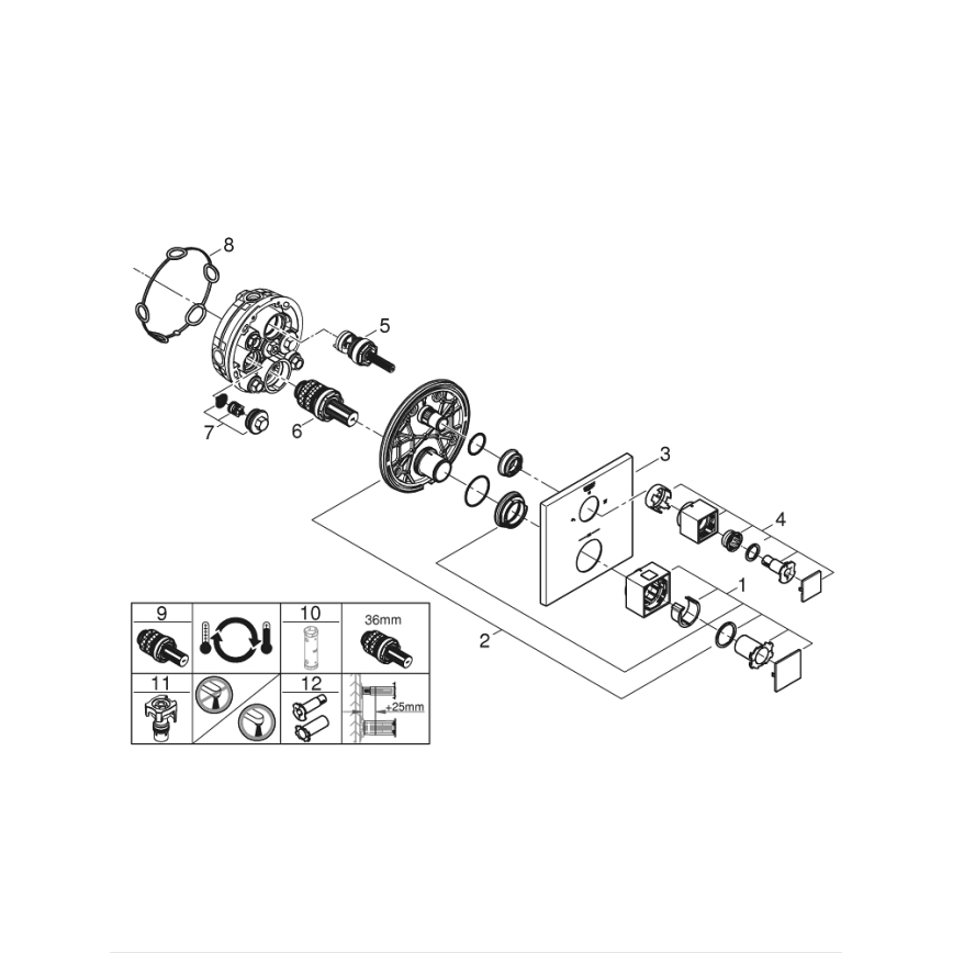 GROHE 24154000 - GROHTHERM CUBE Thermostatic mixer, polished chrome
