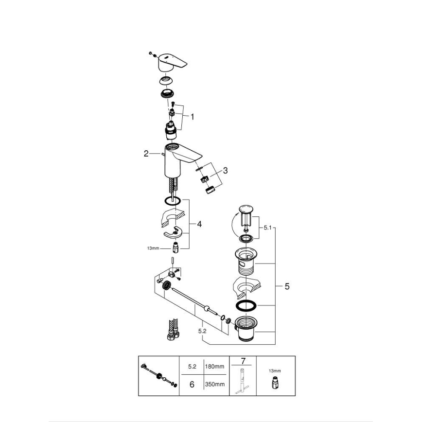 GROHE 24196001 - START Basin Mixer, Size S, Polished Chrome