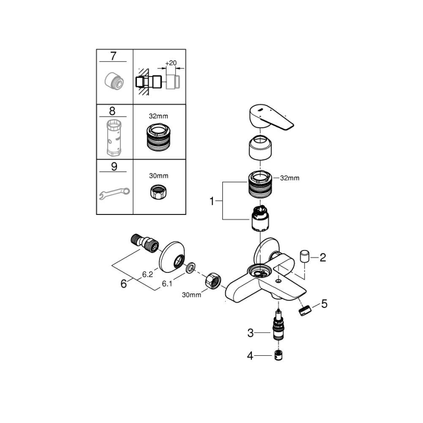 GROHE 24198001 - Bath mixer DN 15 polished chrome