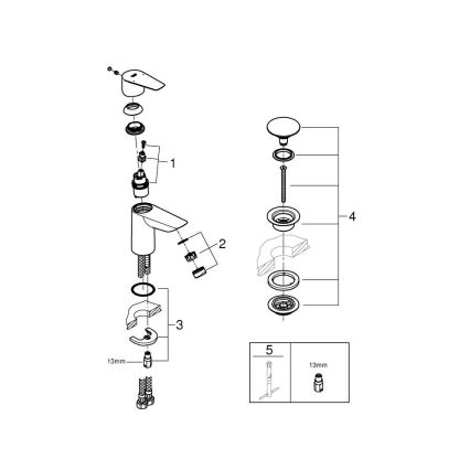 GROHE 24199001 - START EDGE DN 15 Basin Mixer, Polished Chrome