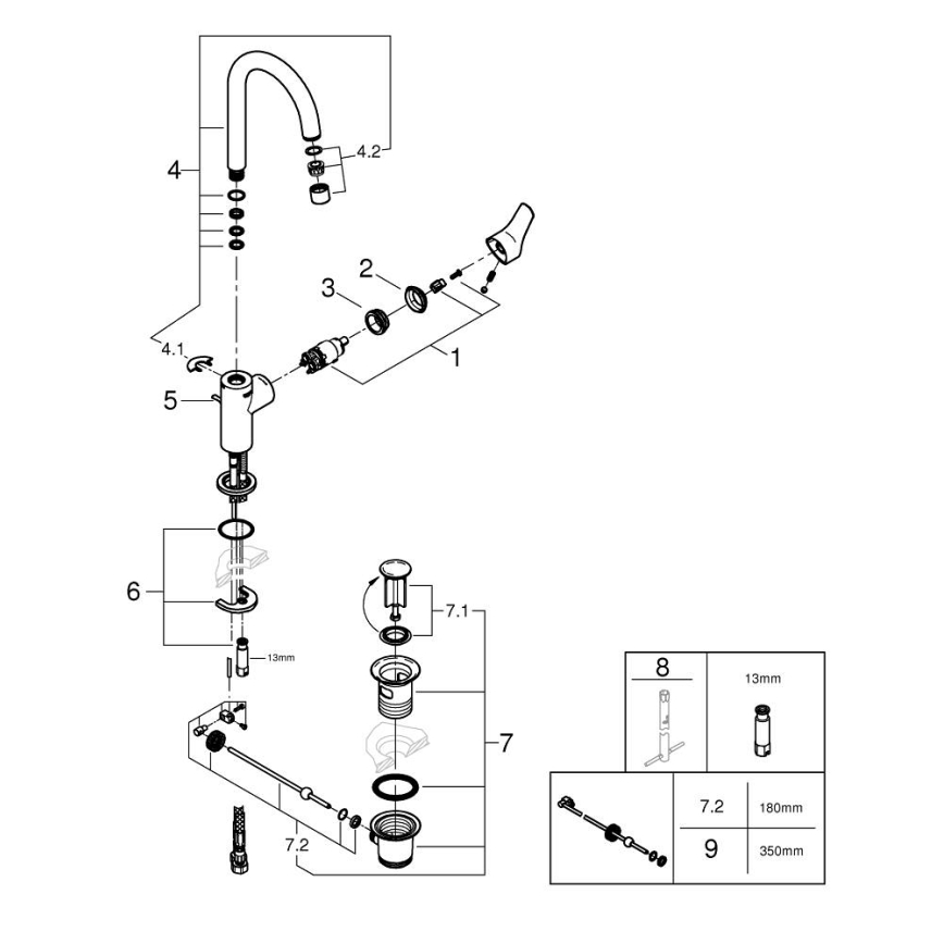 GROHE 242032432 - START 311 mm Basin Mixer, Black