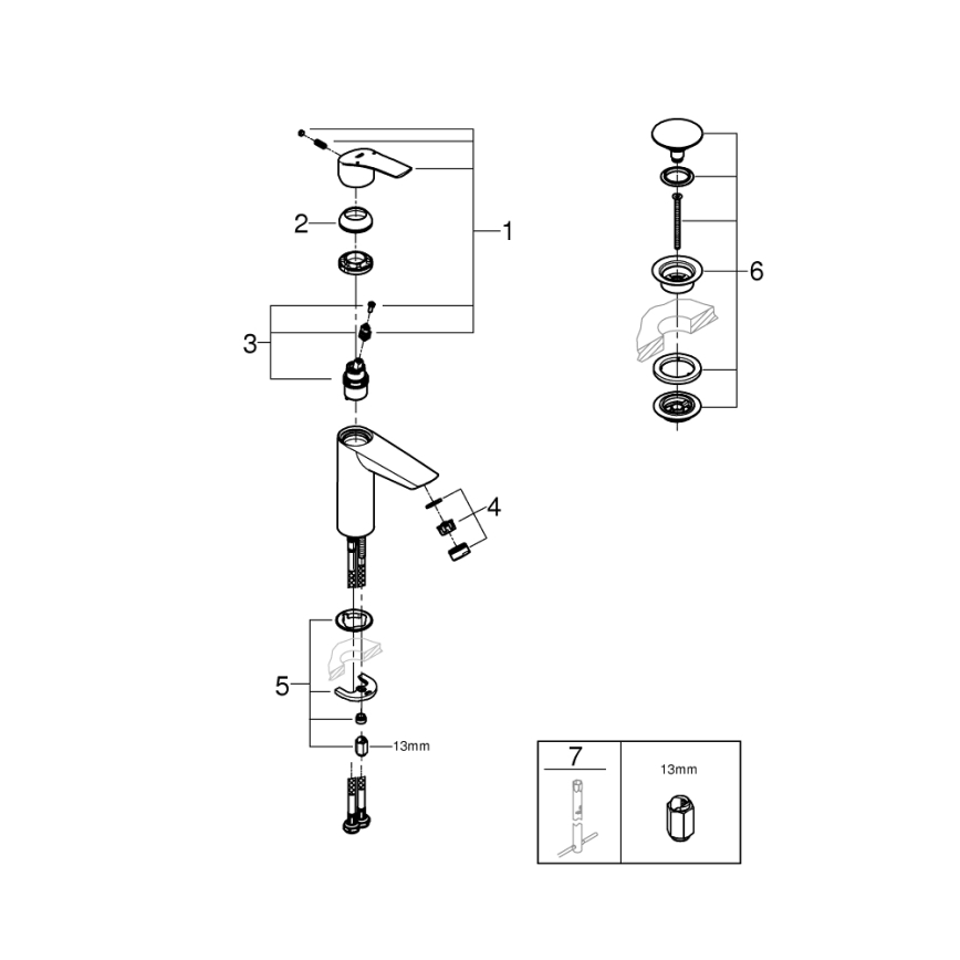 GROHE 24204002 - START Basin Mixer, Size M, Polished Chrome
