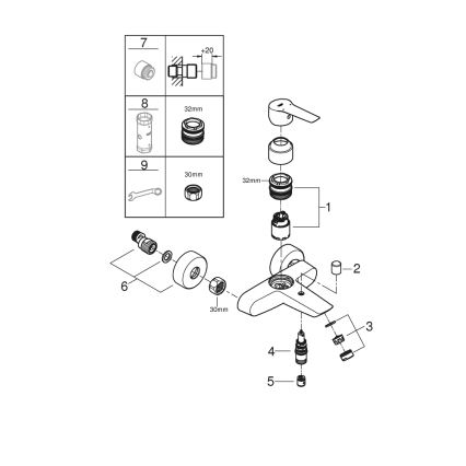 GROHE 24206002 - START Bath Mixer DN 15, Polished Chrome