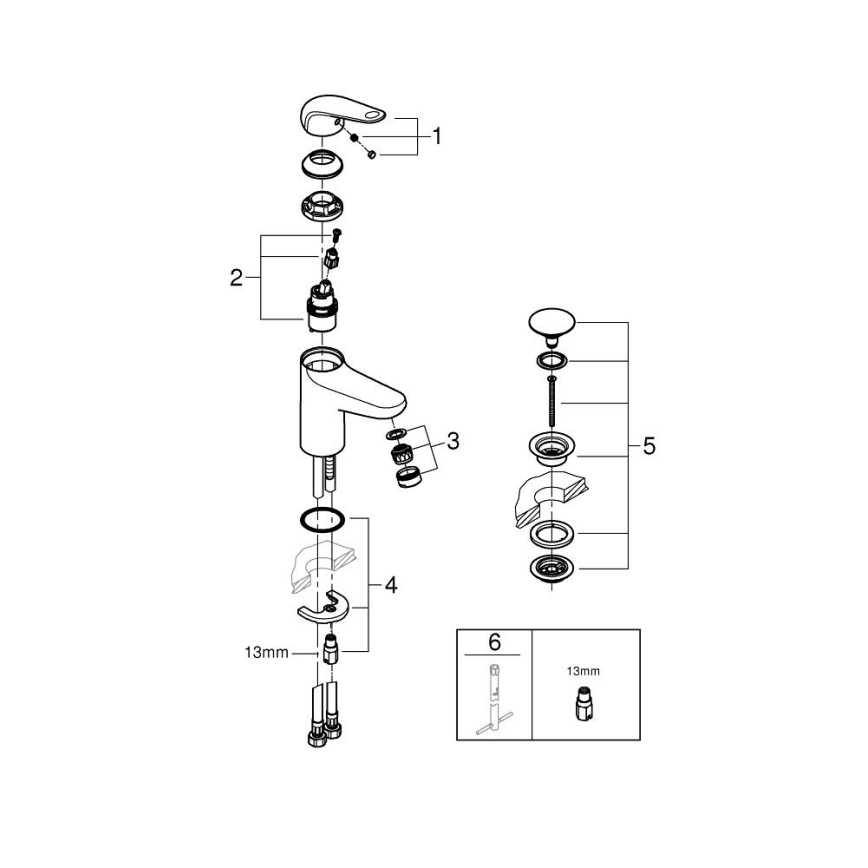 GROHE 24326001 - SWIFT Basin mixer DN 15, Size M, Polished chrome