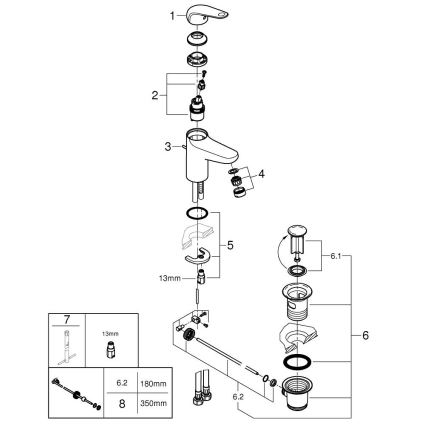 GROHE 24328001 - SWIFT 179 mm basin mixer, polished chrome