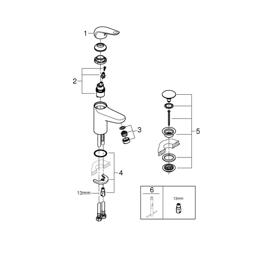 GROHE 24329001 - SWIFT Basin Mixer DN 15, Polished Chrome