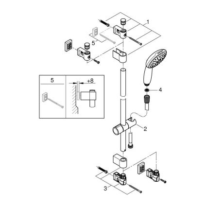 GROHE 26032001 - VITALIO START 110 600 mm Shower Set, Polished Chrome
